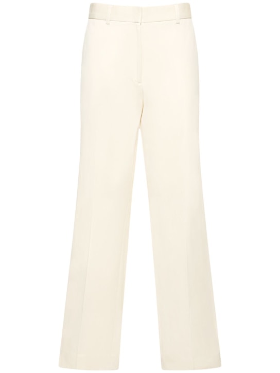 Toteme: Pantalon droit en coton de satin - Blanc - women_0 | Luisa Via Roma