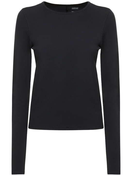Girlfriend Collective: Reset stretch fitted top - Black - women_0 | Luisa Via Roma