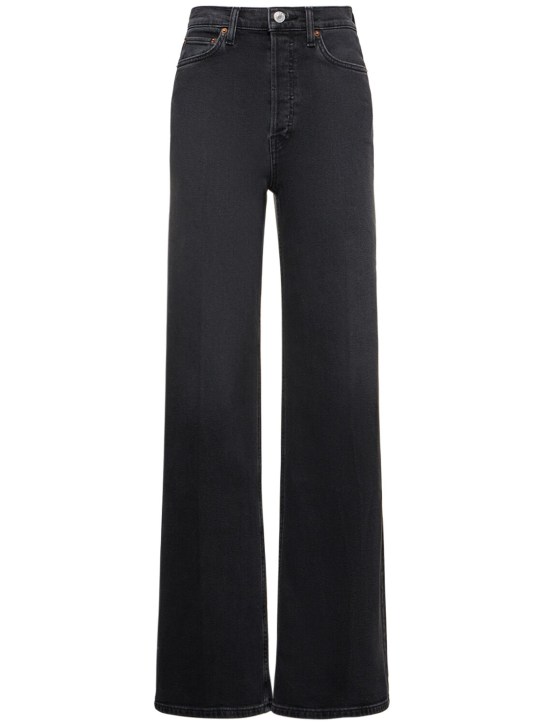 RE/DONE: Jeans anchos de algodón con cintura alta - Negro - women_0 | Luisa Via Roma