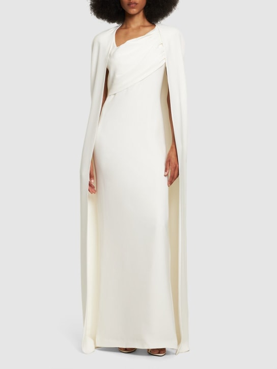 Tom Ford: Double silk georgette cape coat - White - women_1 | Luisa Via Roma