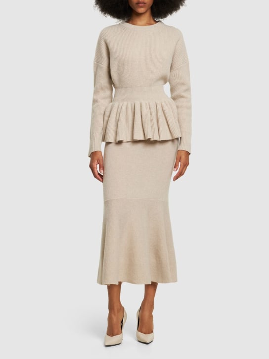 ALTUZARRA: Suéter de punto de lana y cashmere acanalado - Beige Claro - women_1 | Luisa Via Roma