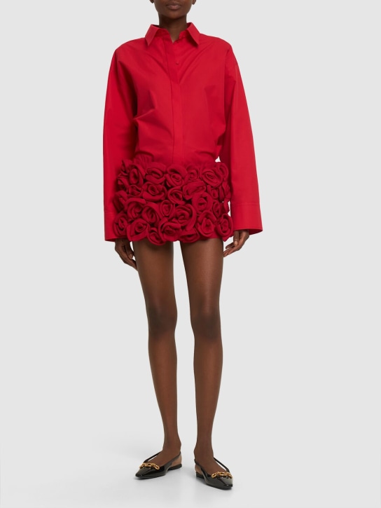 Valentino: Silk mini skirt w/ rose appliqués - women_1 | Luisa Via Roma