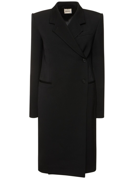Khaite: Kento wool blend long coat - Black - women_0 | Luisa Via Roma