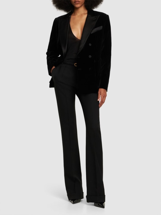 Tom Ford: Cotton velvet tuxedo jacket - Black - women_1 | Luisa Via Roma