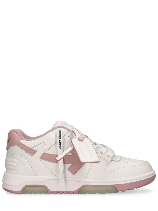 Off-White: 30mm Out Of Office leather sneakers - Beyaz/Pembe - women_0 | Luisa Via Roma