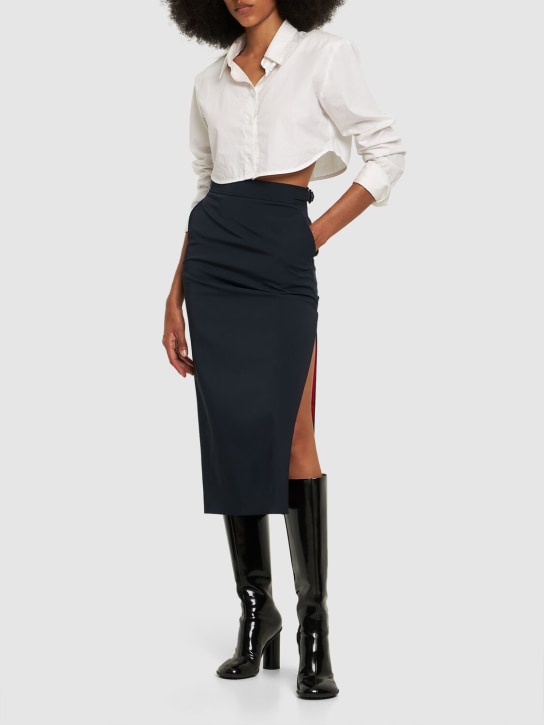 Ferrari: Gonna pencil vita alta in twill stretch - Navy - women_1 | Luisa Via Roma