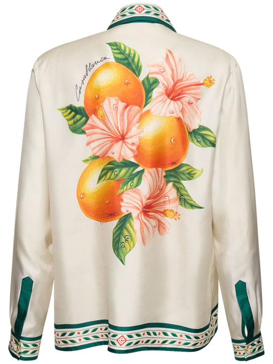 Casablanca: Oranges en Fleur 프린트 실크 셔츠 - 화이트 - men_0 | Luisa Via Roma