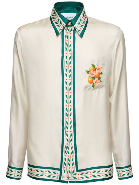 Casablanca: Camisa de seda estampada - Blanco - men_1 | Luisa Via Roma