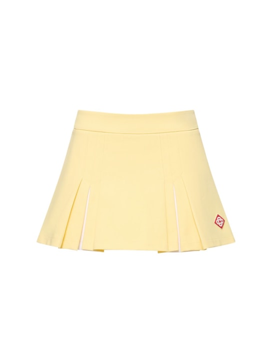 Casablanca: Stretch twill pleated mini skirt - Light Yellow - women_0 | Luisa Via Roma
