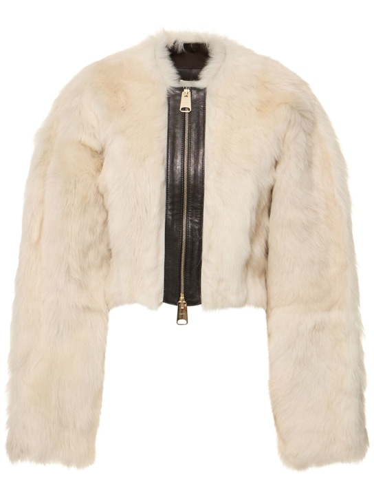 Khaite: Gracell fur jacket - Cream - women_0 | Luisa Via Roma