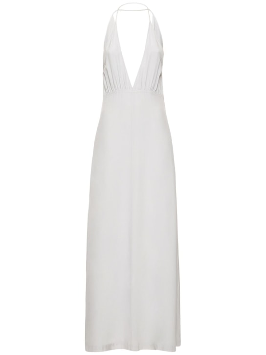 Toteme: Double-halter silk long dress - Grey - women_0 | Luisa Via Roma