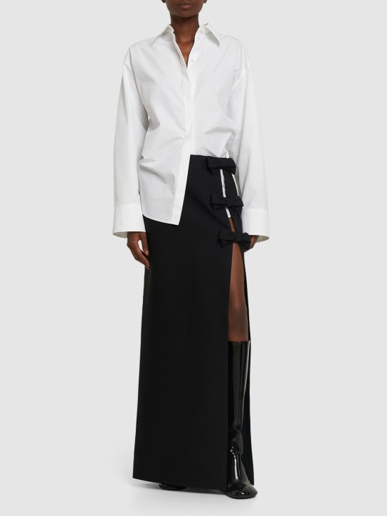 Valentino: Cutout crepe couture long skirt w/bows - Black - women_1 | Luisa Via Roma