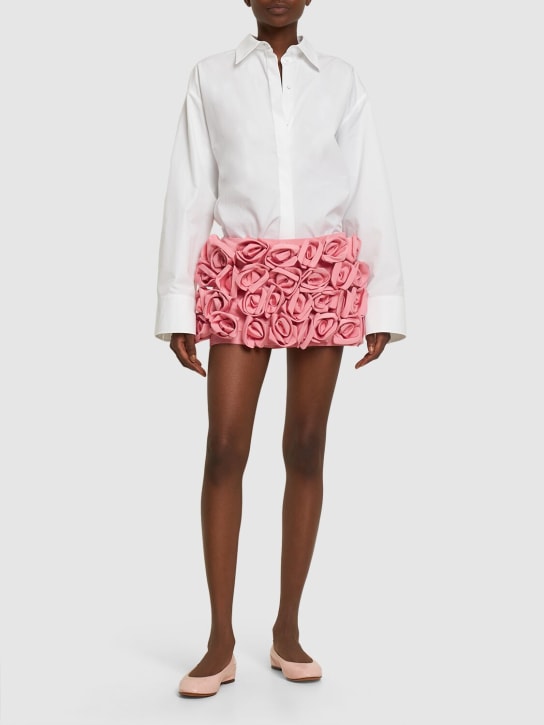 Silk mini skirt w/ rose appliqués - Thumbnail 2