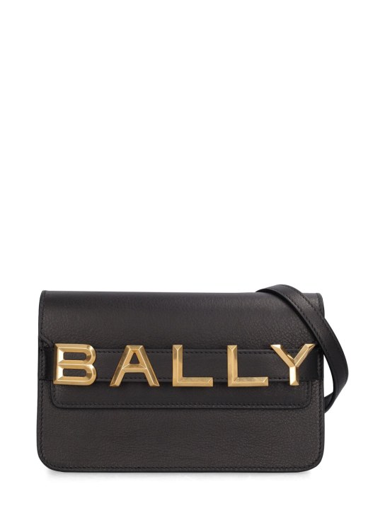 Bally: Logo crossbody leather bag - Black - women_0 | Luisa Via Roma