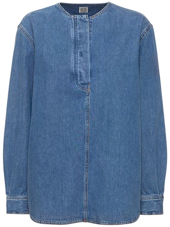 Toteme: Camisa de denim de algodón - Azul - women_0 | Luisa Via Roma