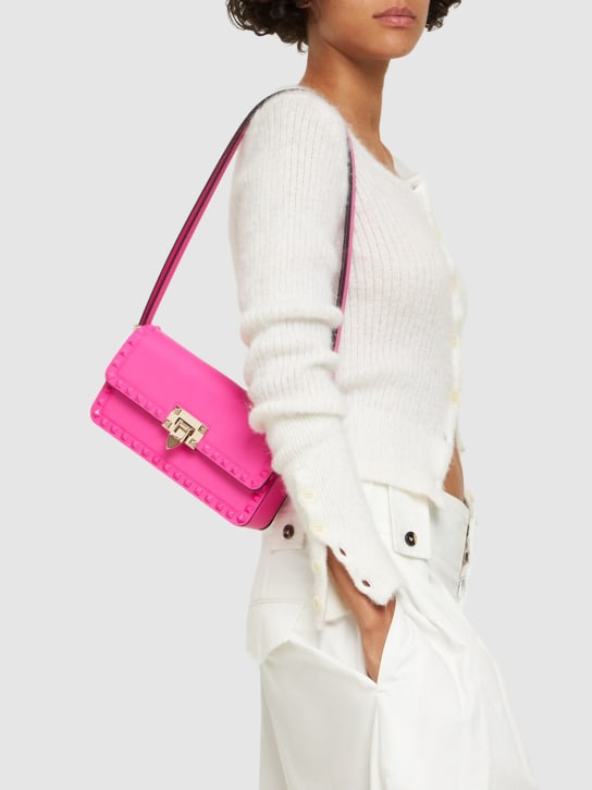 Valentino Garavani: Rockstud leather shoulder bag - Pp Pink - women_1 | Luisa Via Roma