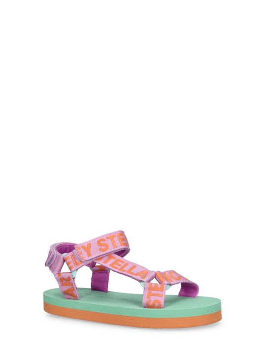 Stella Mccartney Kids: Gummierte Sandalen mit Logo - Violett/Grün - kids-girls_1 | Luisa Via Roma