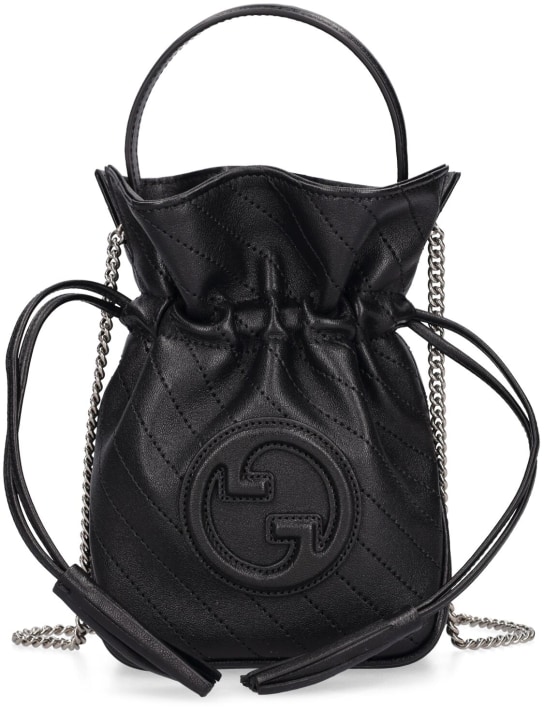 Gucci: Mini Blondie leather bucket bag - Siyah - women_0 | Luisa Via Roma