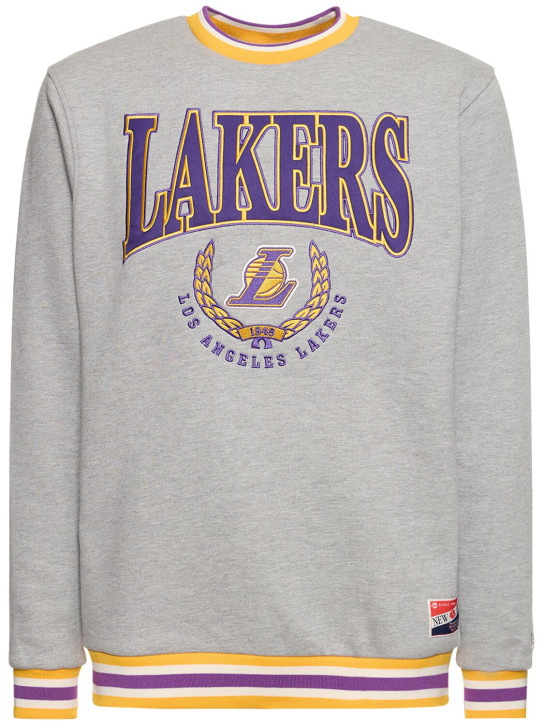 New Era: Sweat-shirt à col ras-du-cou Los Angeles Lakers - Gris/Violet - men_0 | Luisa Via Roma