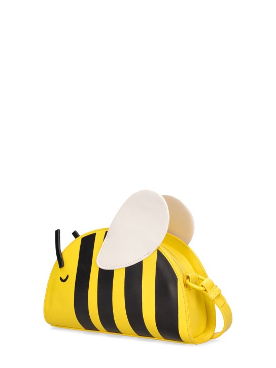 Stella Mccartney Kids: Bee faux leather shoulder bag - Black/Yellow - kids-girls_1 | Luisa Via Roma