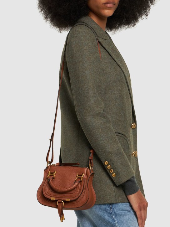 Chloé: Mini Marcie leather top handle bag - Tan - women_1 | Luisa Via Roma