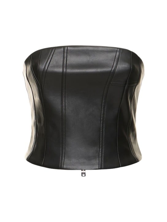 Amiri: Strapless faux leather bustier - Black - women_0 | Luisa Via Roma