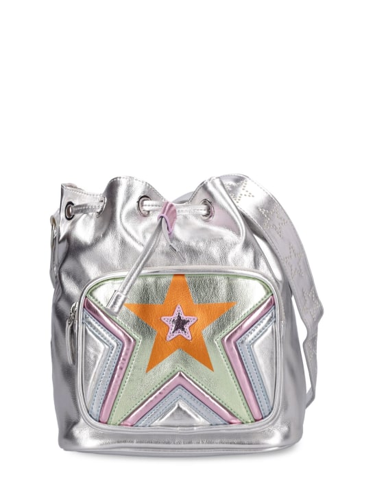 Stella Mccartney Kids: Faux leather shoulder bag - Gümüş - kids-girls_0 | Luisa Via Roma