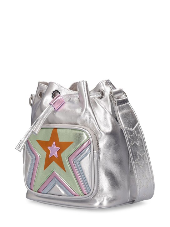 Stella Mccartney Kids: Faux leather shoulder bag - Silver - kids-girls_1 | Luisa Via Roma