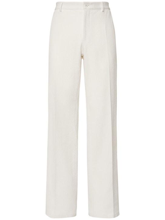 Dolce&Gabbana: Pantalon droit en coton mélangé - Blanc - men_0 | Luisa Via Roma