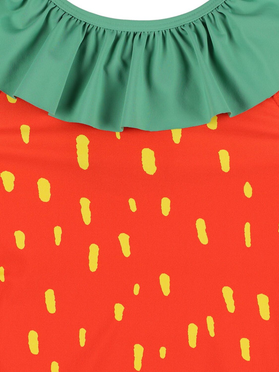 Stella Mccartney Kids: Recycled Lycra one-piece swimsuit - Red/Green - kids-girls_1 | Luisa Via Roma