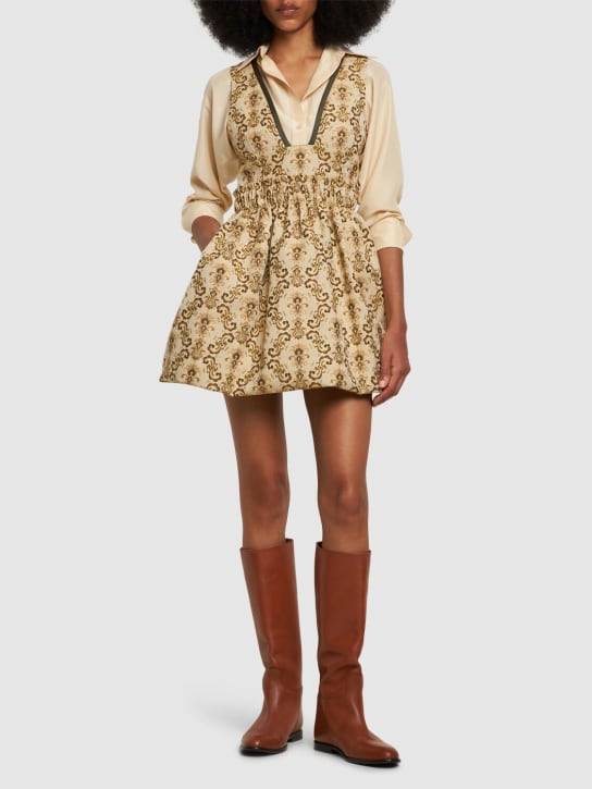 Etro: Cotton blend jacquard mini dress - Gold/Multi - women_1 | Luisa Via Roma