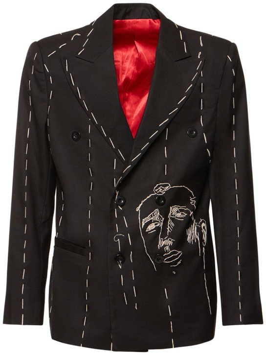 KidSuper Studios: Face embroidered suit jacket - men_0 | Luisa Via Roma