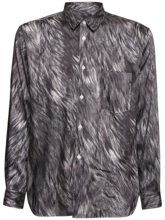 Comme des Garçons Homme Plus: Fur pattern printed shirt - Siyah - men_0 | Luisa Via Roma