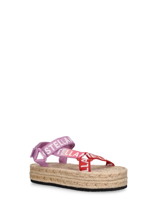 Stella Mccartney Kids: Recycled cordura fabric logo sandals - Multicolor - kids-girls_1 | Luisa Via Roma