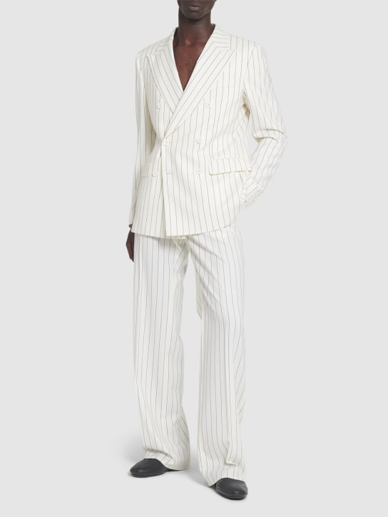 Dolce&Gabbana: Pinstriped wool blazer - Beyaz/Siyah - men_1 | Luisa Via Roma