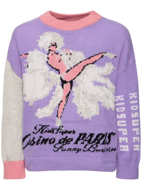 KidSuper Studios: Casino De Paris high neck wool sweater - Purple - men_0 | Luisa Via Roma