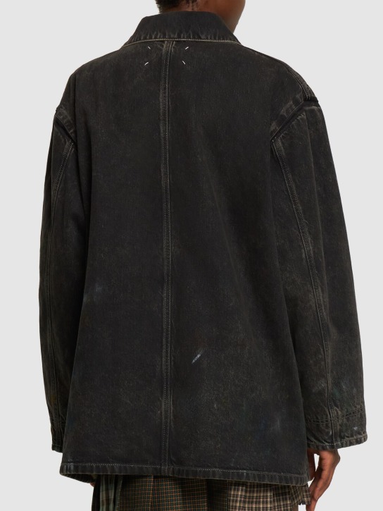 Maison Margiela: Oversized cotton denim jacket - Black - women_2 | Luisa Via Roma