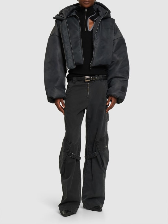 Y/PROJECT: Cropped nylon puffer jacket w/hood - Gri - women_1 | Luisa Via Roma