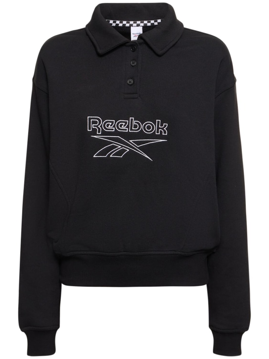 Reebok Classics: Sweat-shirt en coton à logo - Noir - women_0 | Luisa Via Roma