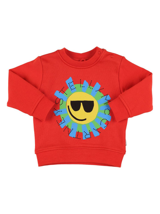 Stella Mccartney Kids: Sweat-shirt en coton biologique imprimé logo - Rouge - kids-boys_0 | Luisa Via Roma