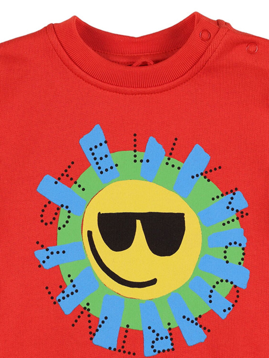 Stella Mccartney Kids: Sweat-shirt en coton biologique imprimé logo - Rouge - kids-boys_1 | Luisa Via Roma