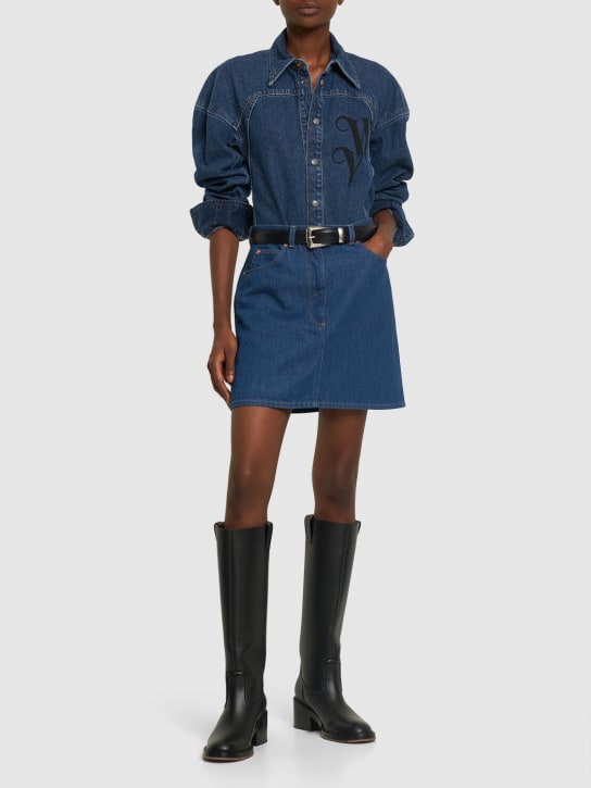 Vivienne Westwood: Jeanshemd aus Baumwolldenim mit Logodruck - Blaues Denim - women_1 | Luisa Via Roma