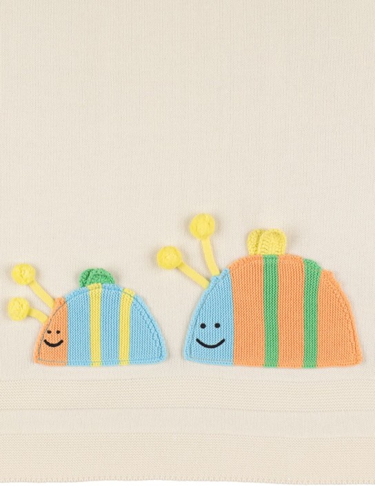 Stella Mccartney Kids: Couverture en crochet de coton biologique intarsia - Blanc - kids-girls_1 | Luisa Via Roma