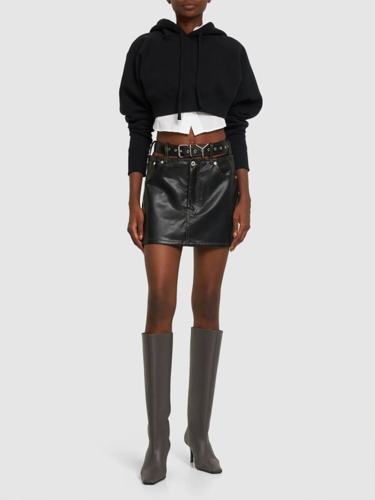 Y/PROJECT: Faux leather mini skirt w/logo belt - Siyah - women_1 | Luisa Via Roma