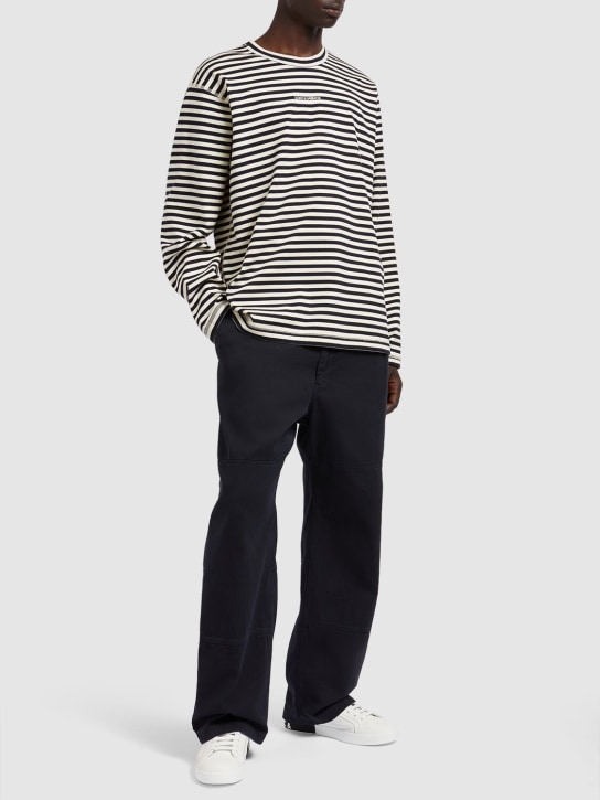 Dolce&Gabbana: Striped cotton jersey t-shirt - Beige/Black - men_1 | Luisa Via Roma