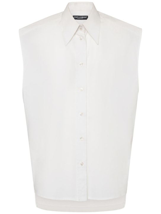 Dolce&Gabbana: Sleeveless poplin shirt - White - men_0 | Luisa Via Roma