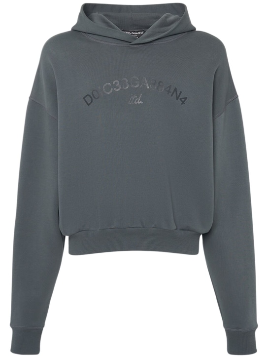 Dolce&Gabbana: Cropped jersey sweatshirt - Gri - men_0 | Luisa Via Roma