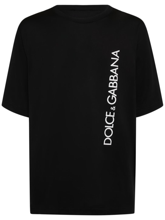 Dolce&Gabbana: コットンジャージーTシャツ - ブラック - men_0 | Luisa Via Roma