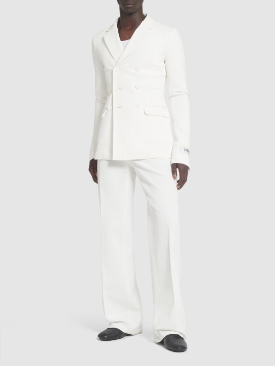 Dolce&Gabbana: Zweireihiges Jackett aus Baumwollmischung - Weiß - men_1 | Luisa Via Roma