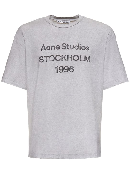 Acne Studios: T-shirt en coton mélangé Exford 1996 - Gris Pâle - men_0 | Luisa Via Roma